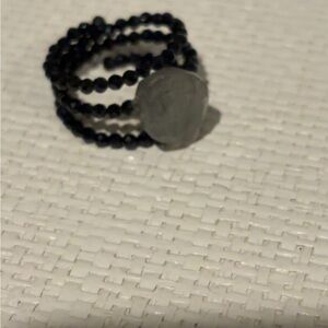 Elegant Black Beaded Ring